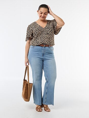 Blusa fluida lisa de manga corta