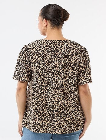 Blusa fluida lisa de manga corta