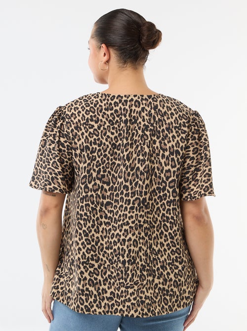 Blusa fluida lisa de manga corta - Kiabi