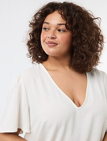 Blusa fluida lisa de manga corta