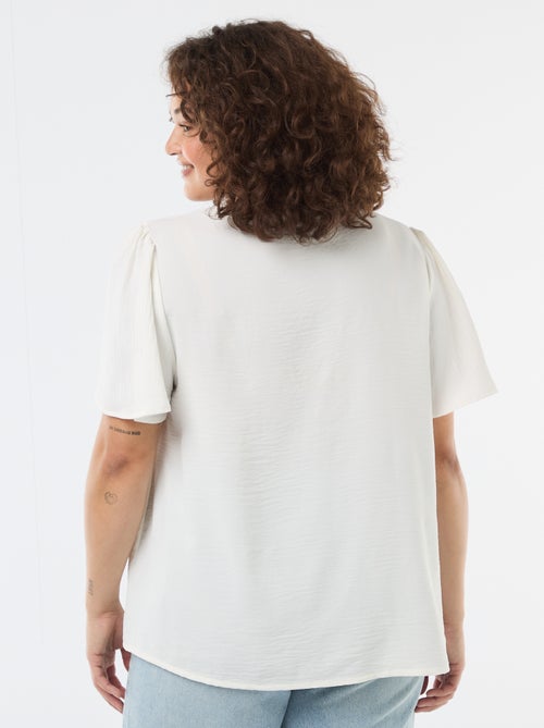 Blusa fluida lisa de manga corta - Kiabi
