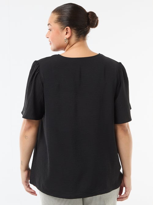 Blusa fluida lisa de manga corta - Kiabi