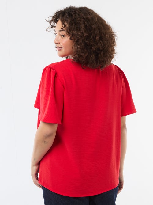 Blusa fluida lisa de manga corta - Kiabi