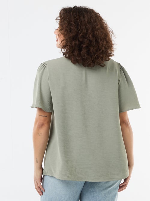Blusa fluida lisa de manga corta - Kiabi