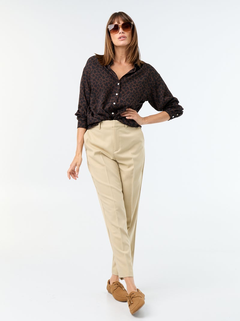 Blusa fluida lisa Marron - Kiabi