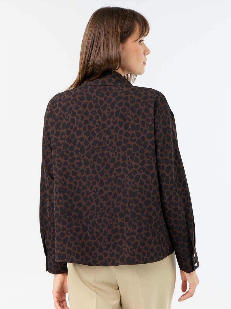 Blusa fluida lisa Marron - Kiabi