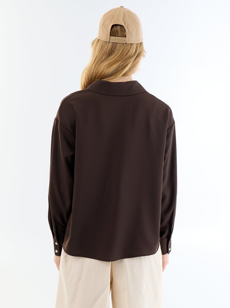 Blusa fluida lisa Marron - Kiabi