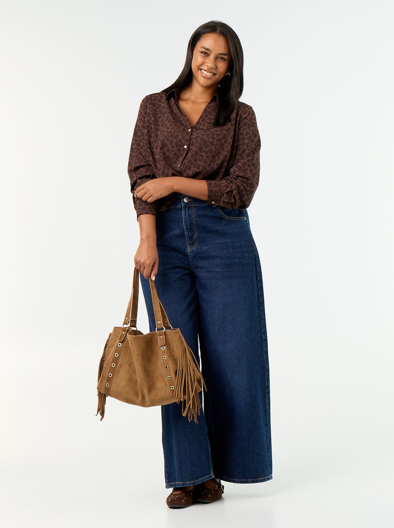 Blusa fluida lisa Marron - Kiabi