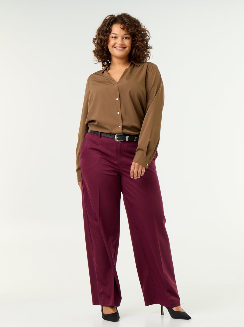 Blusa fluida lisa Marron - Kiabi