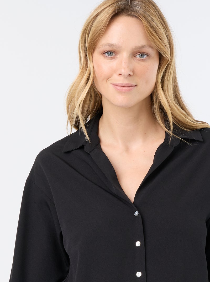 Blusa fluida lisa Negro - Kiabi