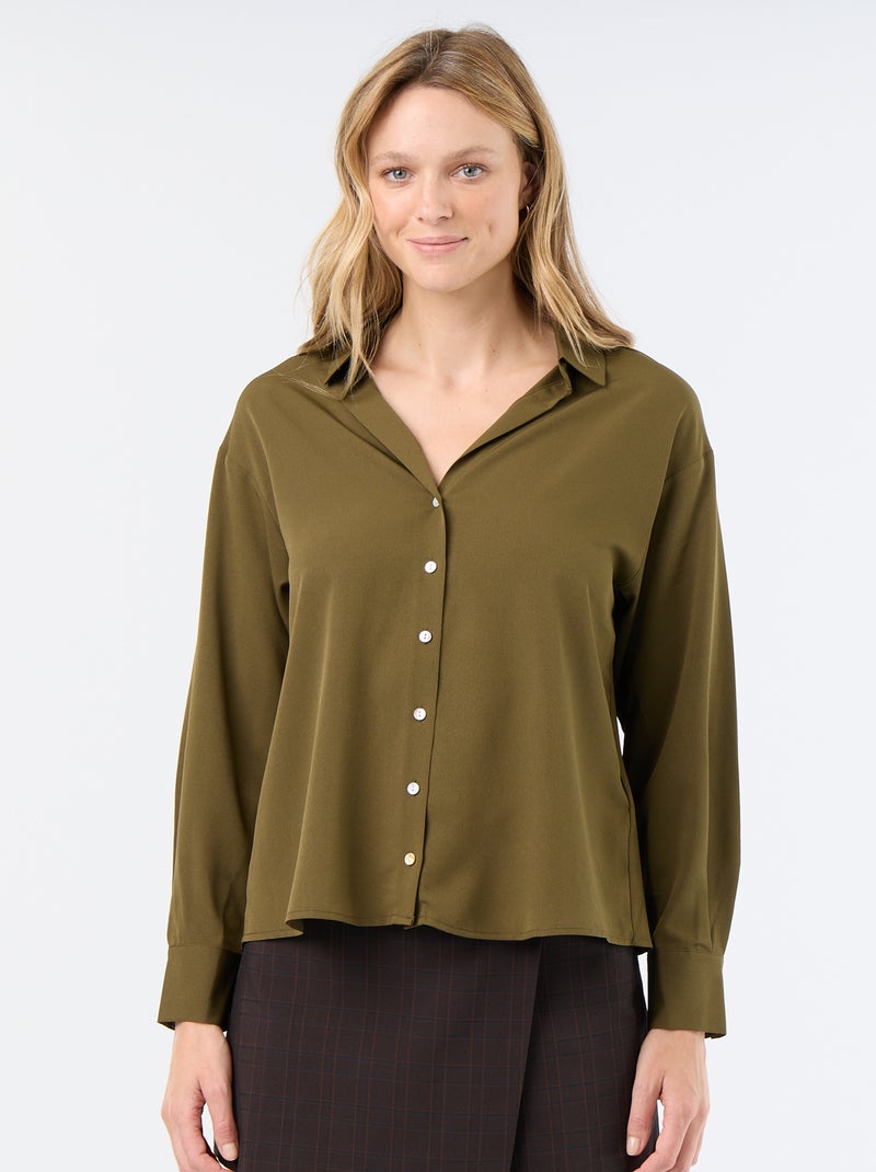 Blusa fluida lisa Verde - Kiabi