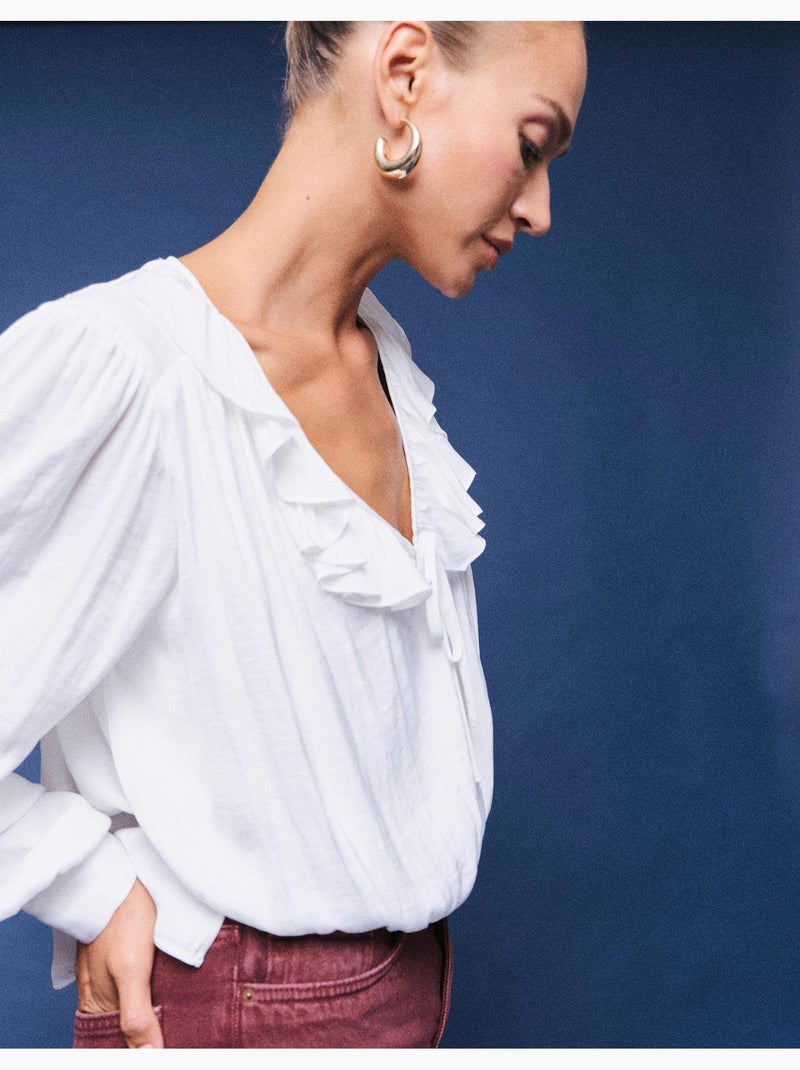 Blusa fluida, mo fashion Blanco - Kiabi