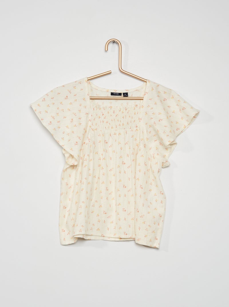 Blusa fruncida BLANCO - Kiabi