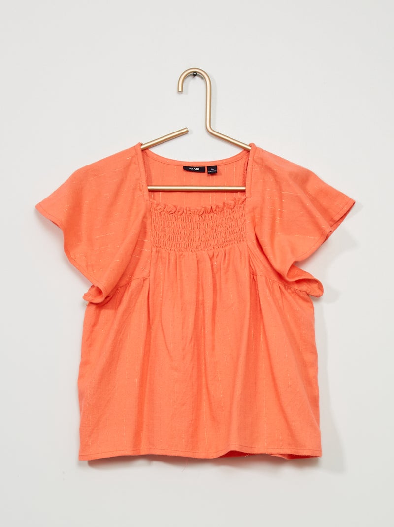 Blusa fruncida naranja - Kiabi