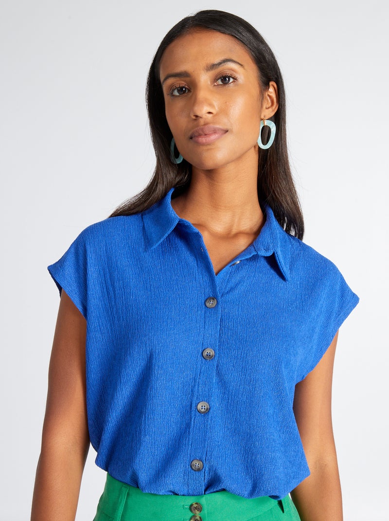 Blusa gofrada sin mangas AZUL - Kiabi
