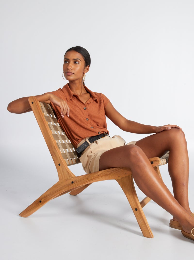 Blusa gofrada sin mangas MARRON - Kiabi