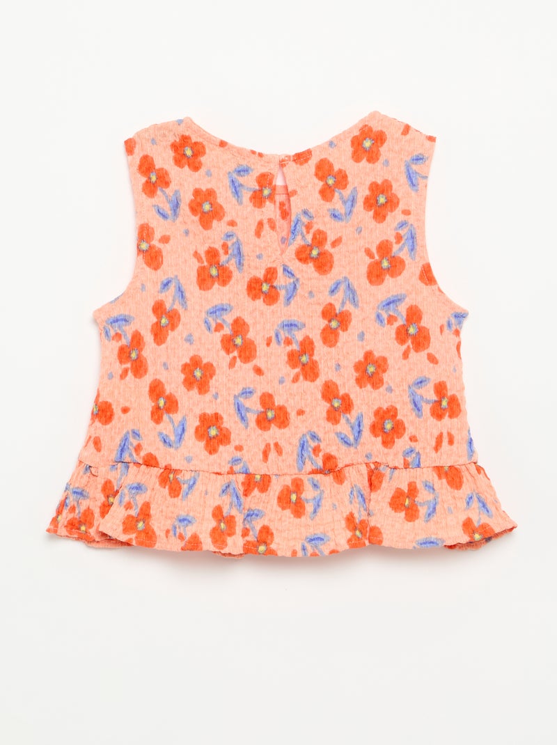 Blusa gofrada sin mangas Naranja - Kiabi