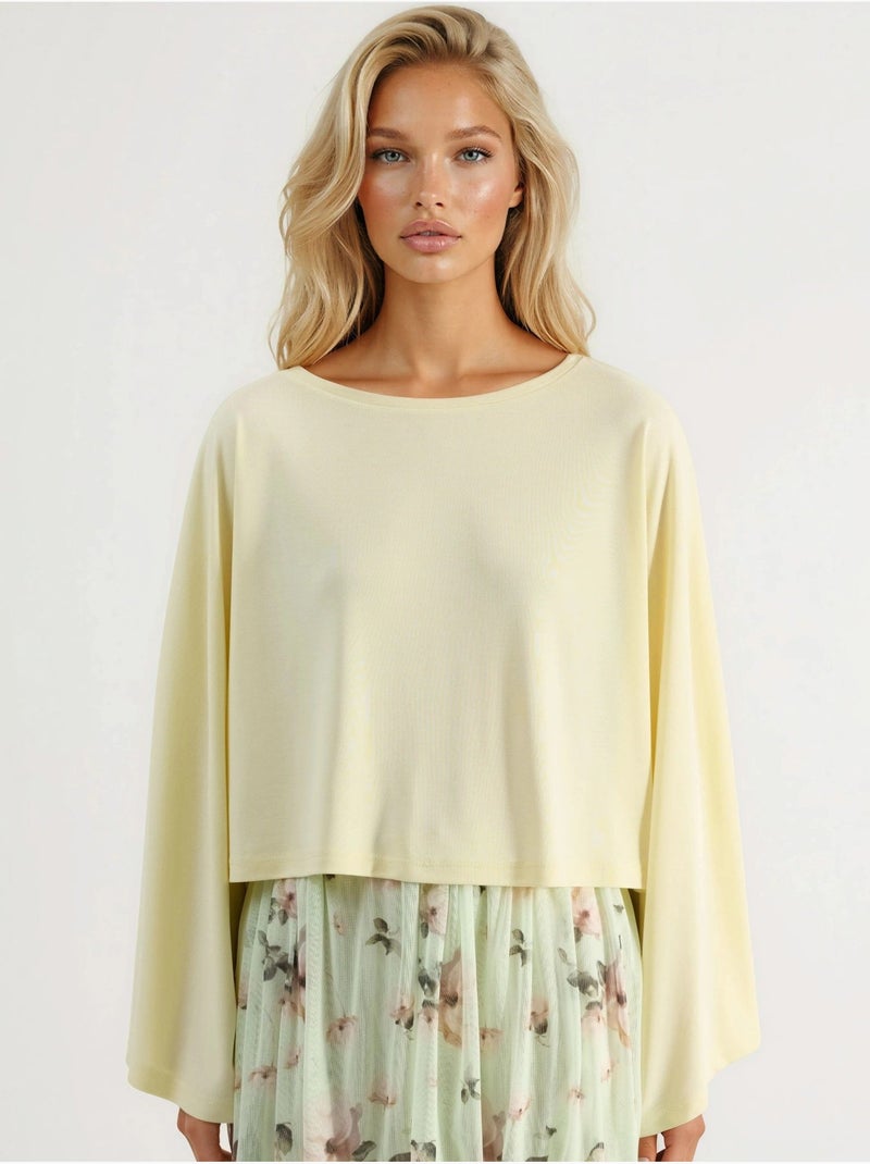 Blusa holgada con cuello barco busem Amarillo limón - Kiabi