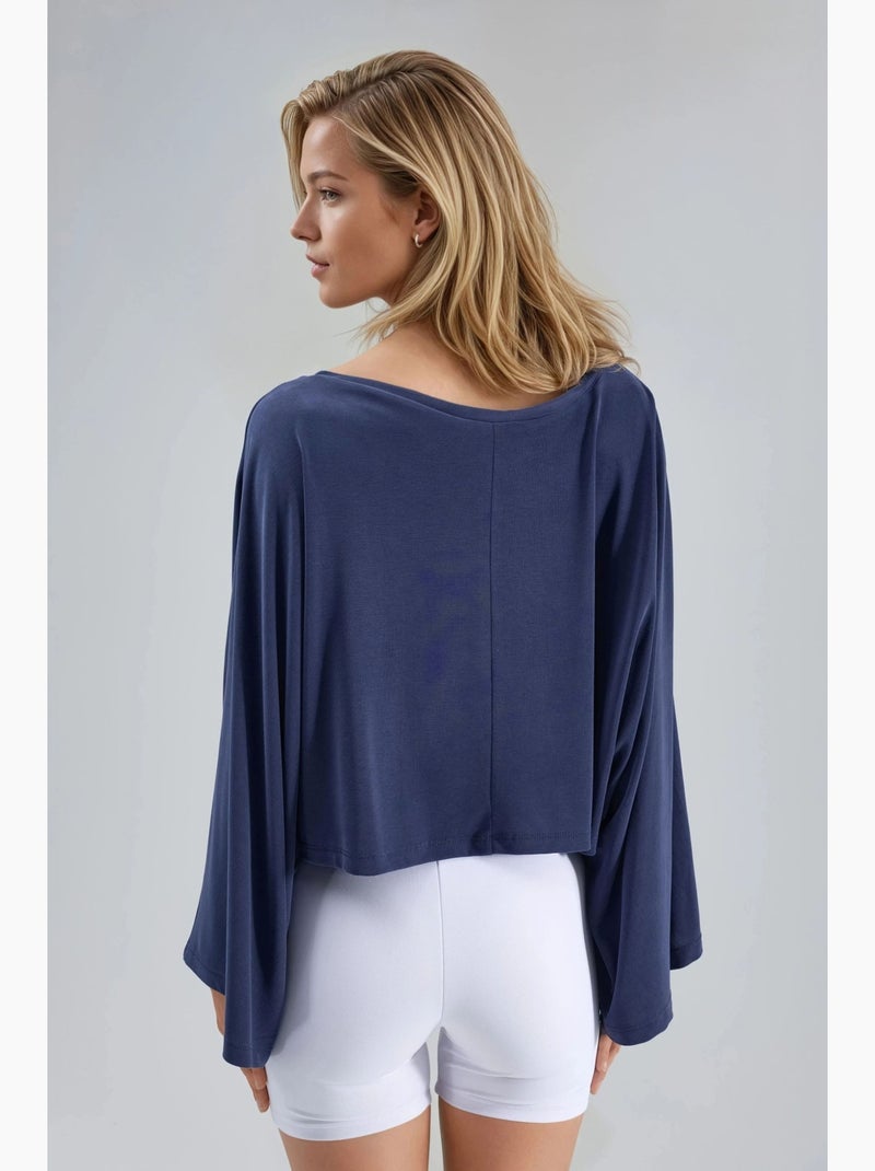Blusa holgada con cuello barco busem Azul marino - Kiabi
