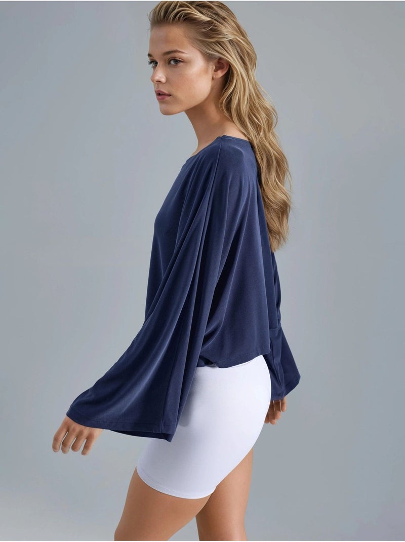 Blusa holgada con cuello barco busem Azul marino - Kiabi