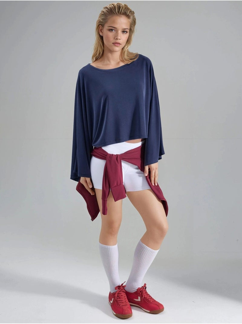 Blusa holgada con cuello barco busem Azul marino - Kiabi