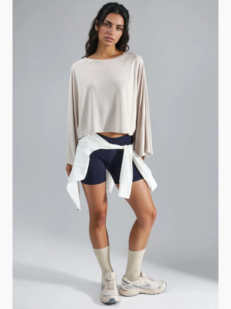 Blusa holgada con cuello barco busem Beige arcilla - Kiabi
