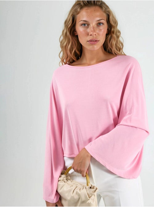 Blusa holgada con cuello barco busem - Kiabi Blusa holgada con cuello barco busem - Kiabi