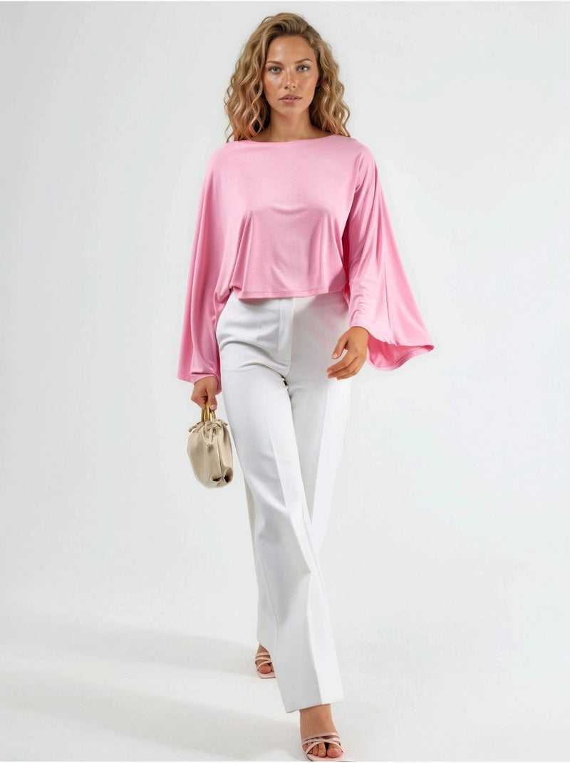 Blusa holgada con cuello barco busem Rosa pálido - Kiabi