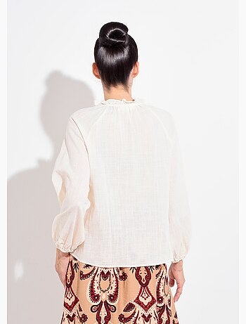 Blusa holgada con cuello en V y lazo - AFIBEL