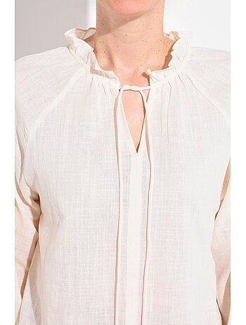 Blusa holgada con cuello en V y lazo - AFIBEL