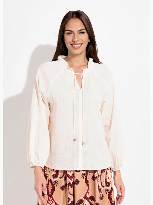 Blusa holgada con cuello en V y lazo - AFIBEL - Kiabi