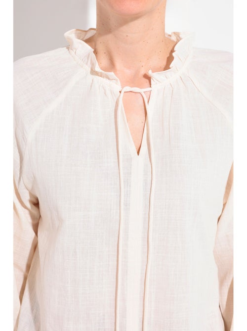 Blusa holgada con cuello en V y lazo - AFIBEL - Kiabi