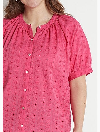 Blusa holgada de algodón bordada sin cuello - afibel