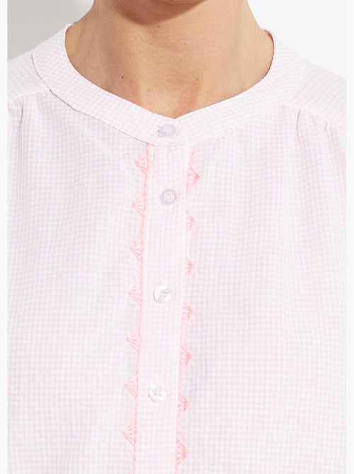 Blusa holgada de cuadros vichy con bordado neón - AFIBEL - Kiabi