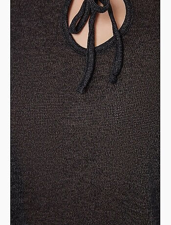 Blusa holgada de punto con cuello redondo y detalle de lazo hiccup