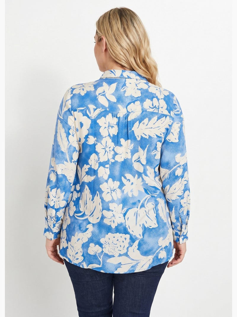 Blusa holgada larga de flores - Afibel Azul - Kiabi