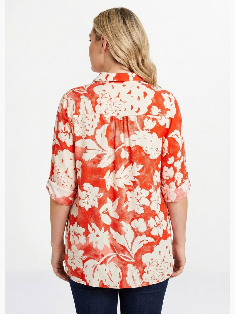 Blusa holgada larga de flores - Afibel Rojo - Kiabi