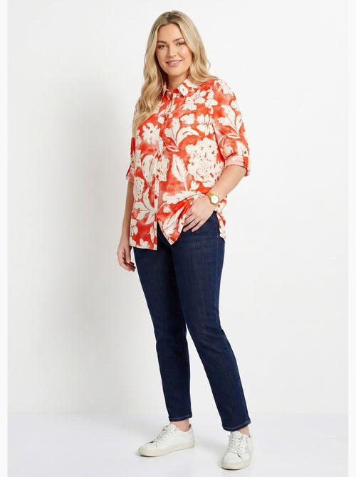 Blusa holgada larga de flores - Afibel - Kiabi