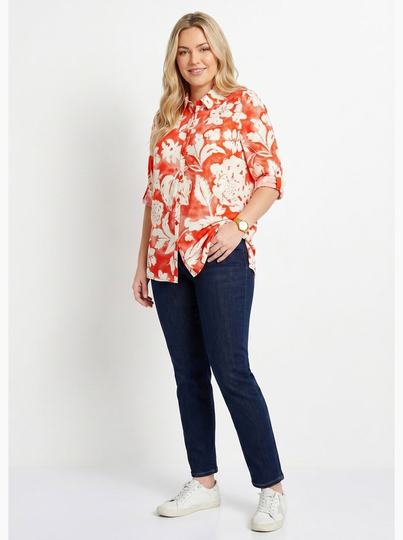 Blusa holgada larga de flores - Afibel Rojo - Kiabi