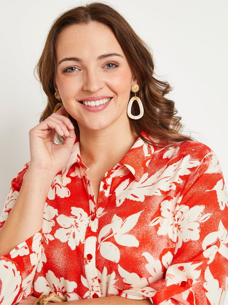 Blusa holgada larga de flores - Afibel Rojo - Kiabi