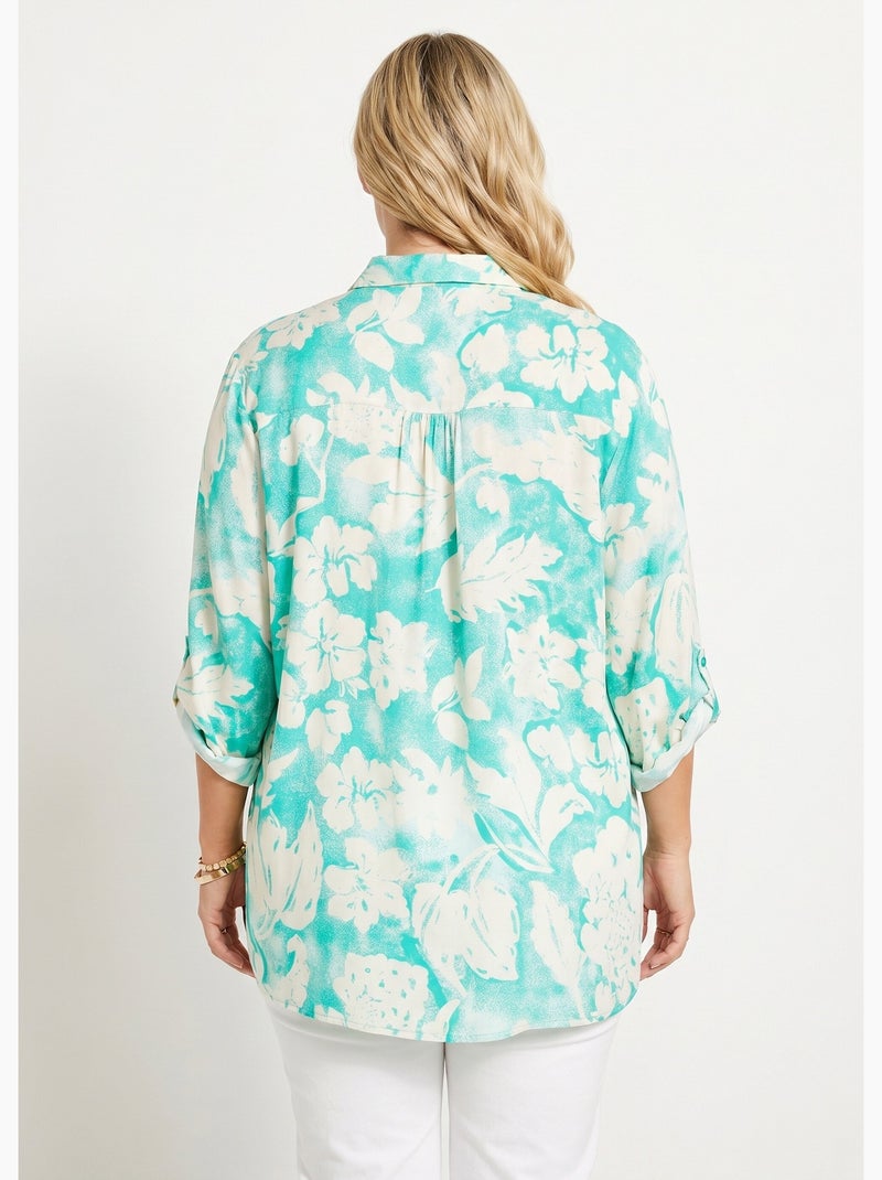 Blusa holgada larga de flores - Afibel Verde - Kiabi