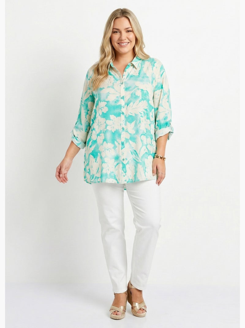 Blusa holgada larga de flores - Afibel Verde - Kiabi