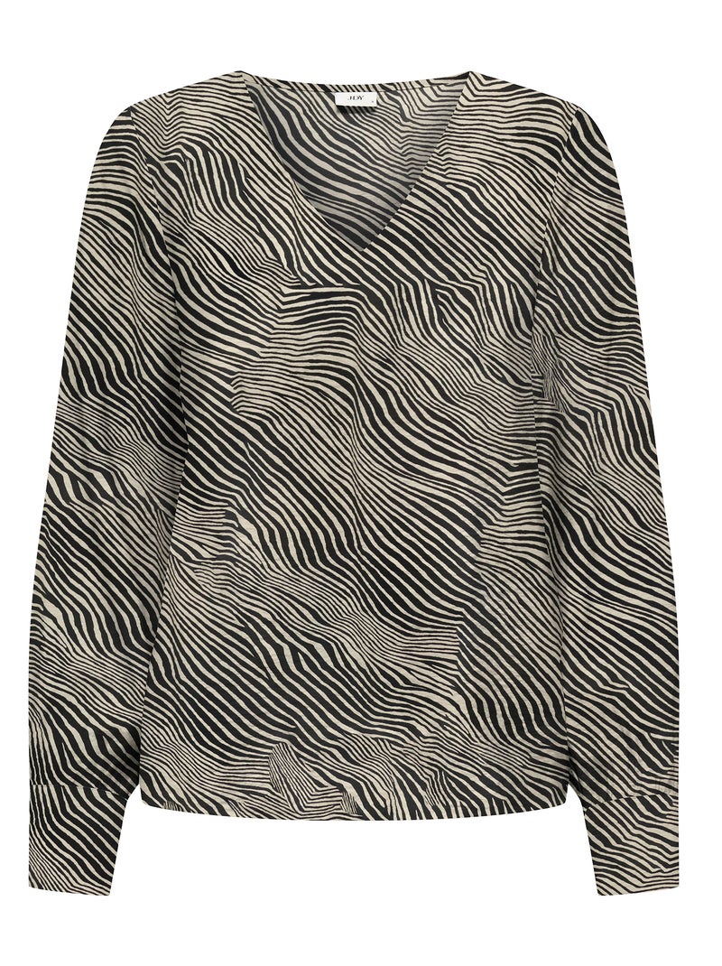 Blusa 'JDY' de manga larga y estampado de cebra Negro - Kiabi