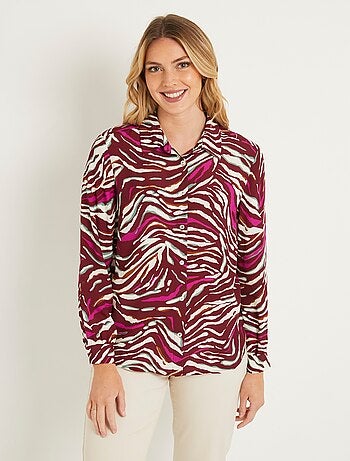 Blusa larga abotonada con estampado de cebra - Afibel