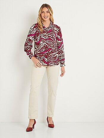 Blusa larga abotonada con estampado de cebra - Afibel