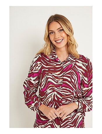 Blusa larga abotonada con estampado de cebra - Afibel