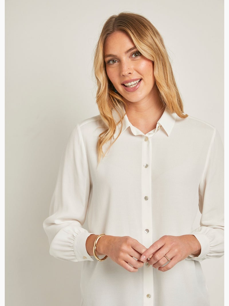 Blusa larga abotonada con estampado de cebra - Afibel Crudo - Kiabi