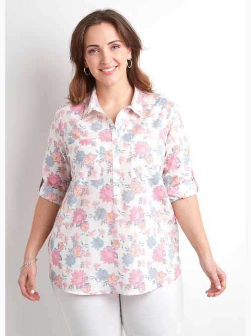 Blusa larga abotonada con estampado floral en algodón - Afibel - Kiabi