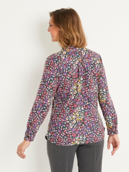 Blusa larga abotonada de cálido punto floral - Afibel - Kiabi