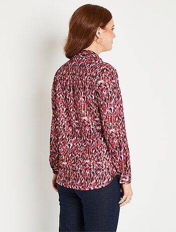 Blusa larga abotonada de cálido punto gráfico - Afibel